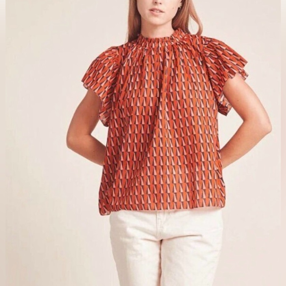 Trovata | Birds of Paradis • Carla High Neck Blouse Kinetic Print